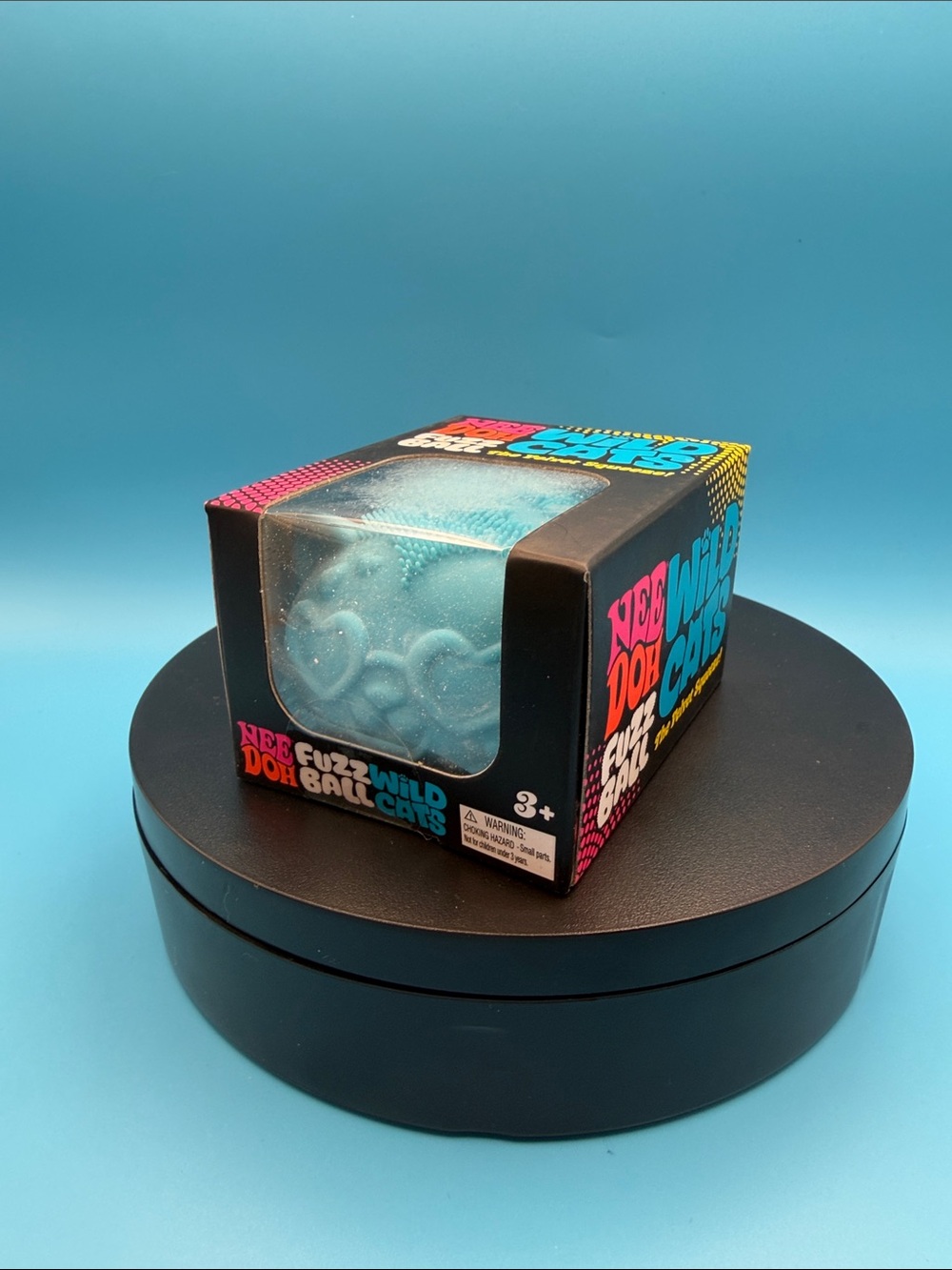 Needoh Fuzz Wild Ball Cats Blue Stress Toy